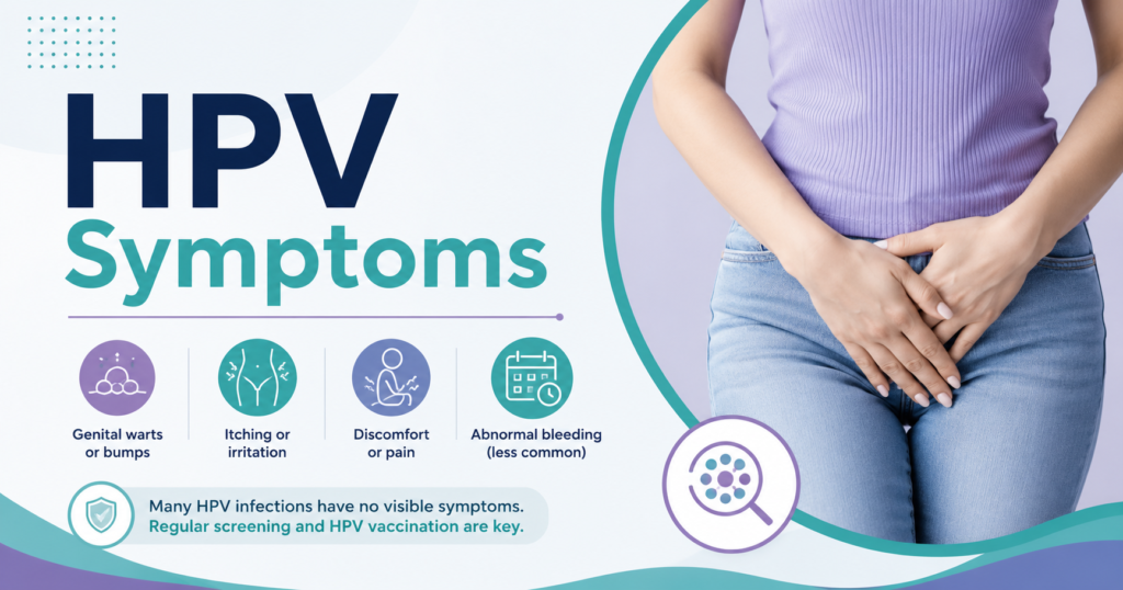 Explore our guide to HPV symptoms: From visible genital warts to hidden signs, learn what to look for and how to manage a potential HPV infection image